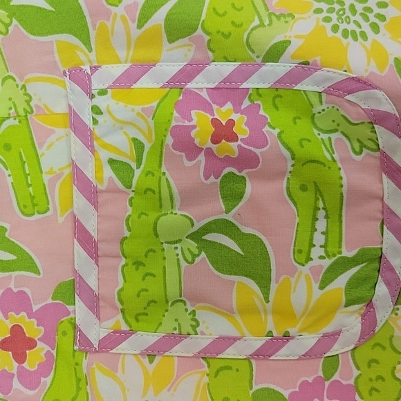 Lilly Pulitzer Vintage Pink Green Cotton Alligator Print Skirt. women's Sz 0 - Picture 6 of 6